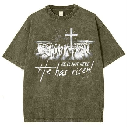 He Has Risen Christian Snowflake Vintage Washed T-Shirt