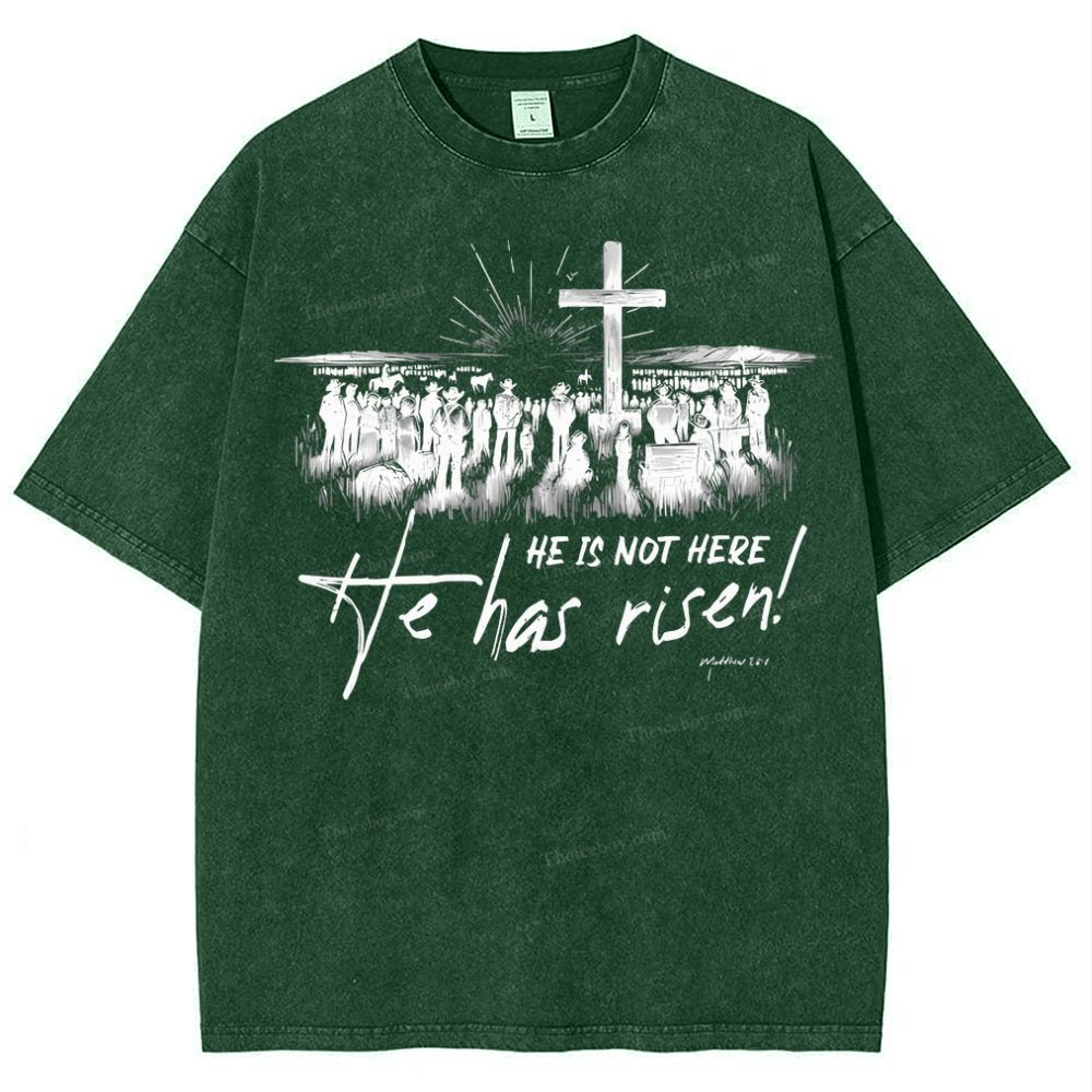 He Has Risen Christian Snowflake Vintage Washed T-Shirt