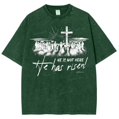 He Has Risen Christian Snowflake Vintage Washed T-Shirt