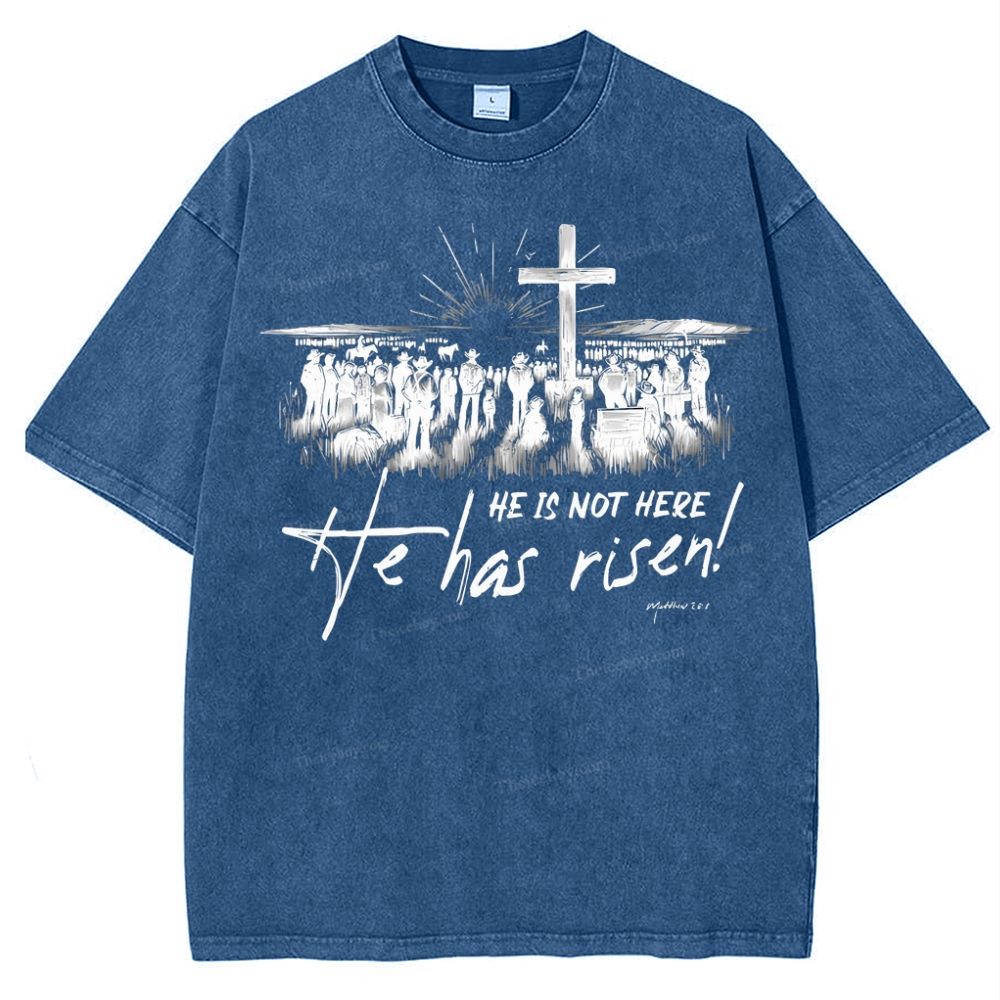 He Has Risen Christian Snowflake Vintage Washed T-Shirt