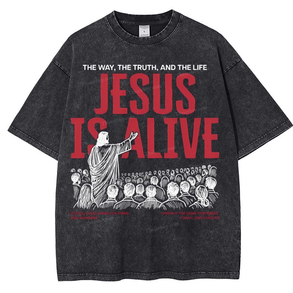 Jesus Is Alive Christian Snowflake Vintage Washed T-Shirt