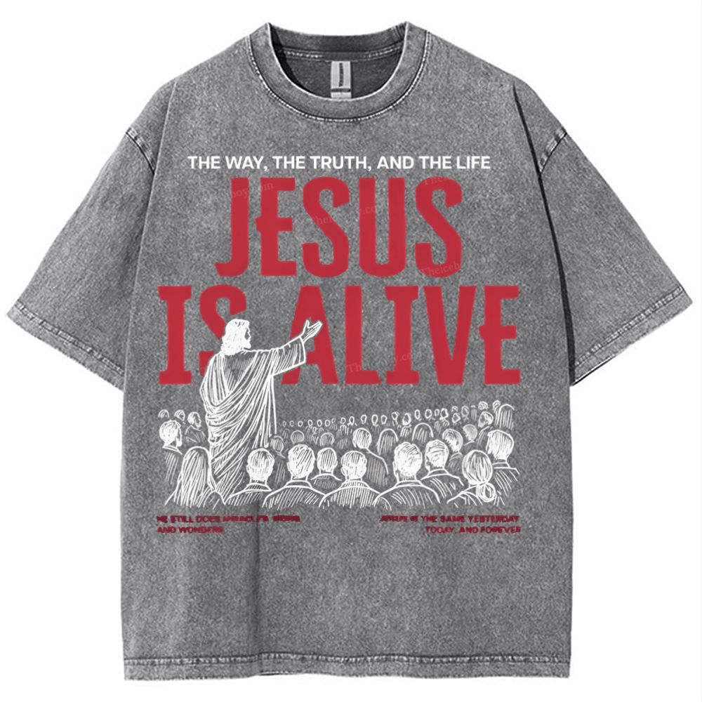 Jesus Is Alive Christian Snowflake Vintage Washed T-Shirt