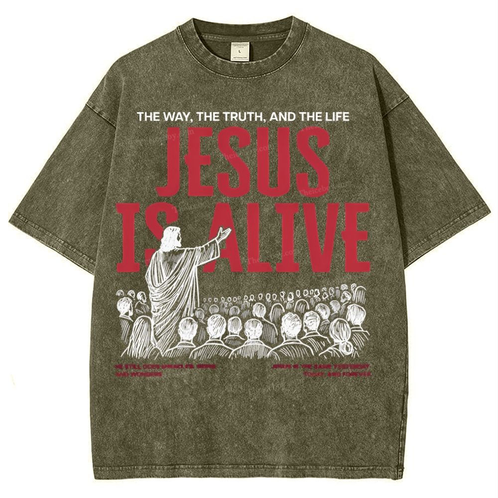 Jesus Is Alive Christian Snowflake Vintage Washed T-Shirt