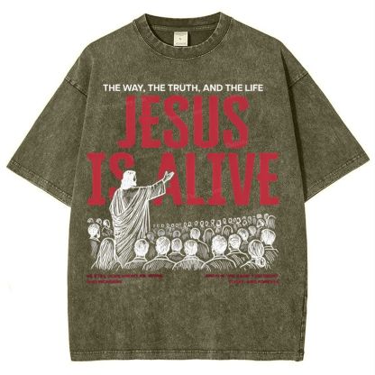 Jesus Is Alive Christian Snowflake Vintage Washed T-Shirt
