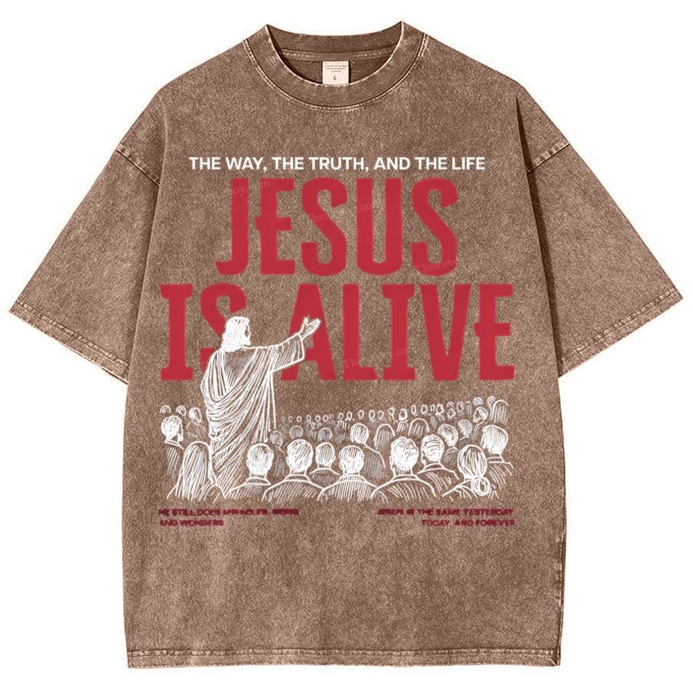 Jesus Is Alive Christian Snowflake Vintage Washed T-Shirt