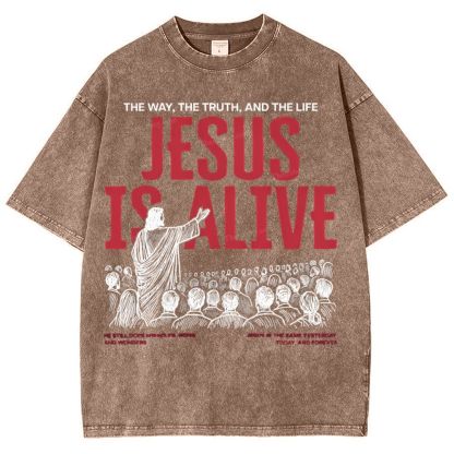 Jesus Is Alive Christian Snowflake Vintage Washed T-Shirt