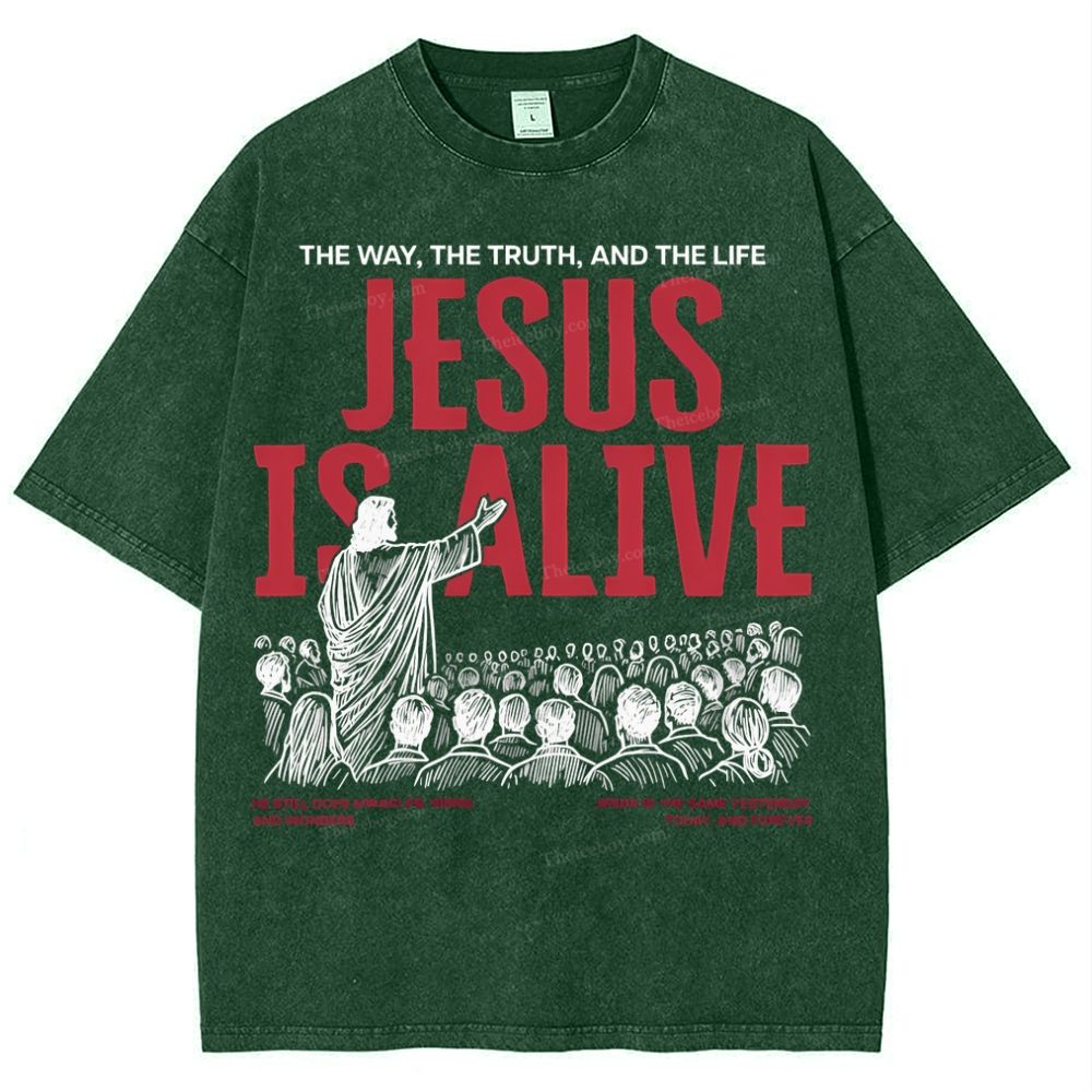 Jesus Is Alive Christian Snowflake Vintage Washed T-Shirt