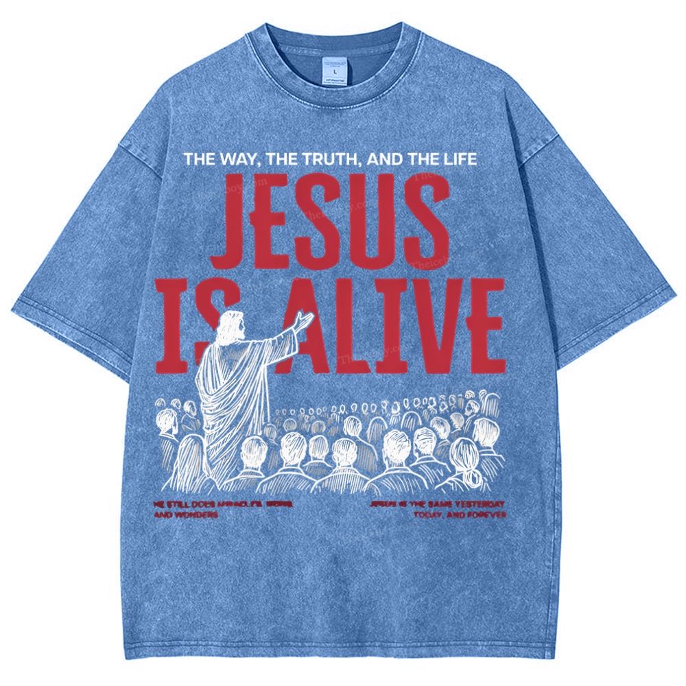 Jesus Is Alive Christian Snowflake Vintage Washed T-Shirt