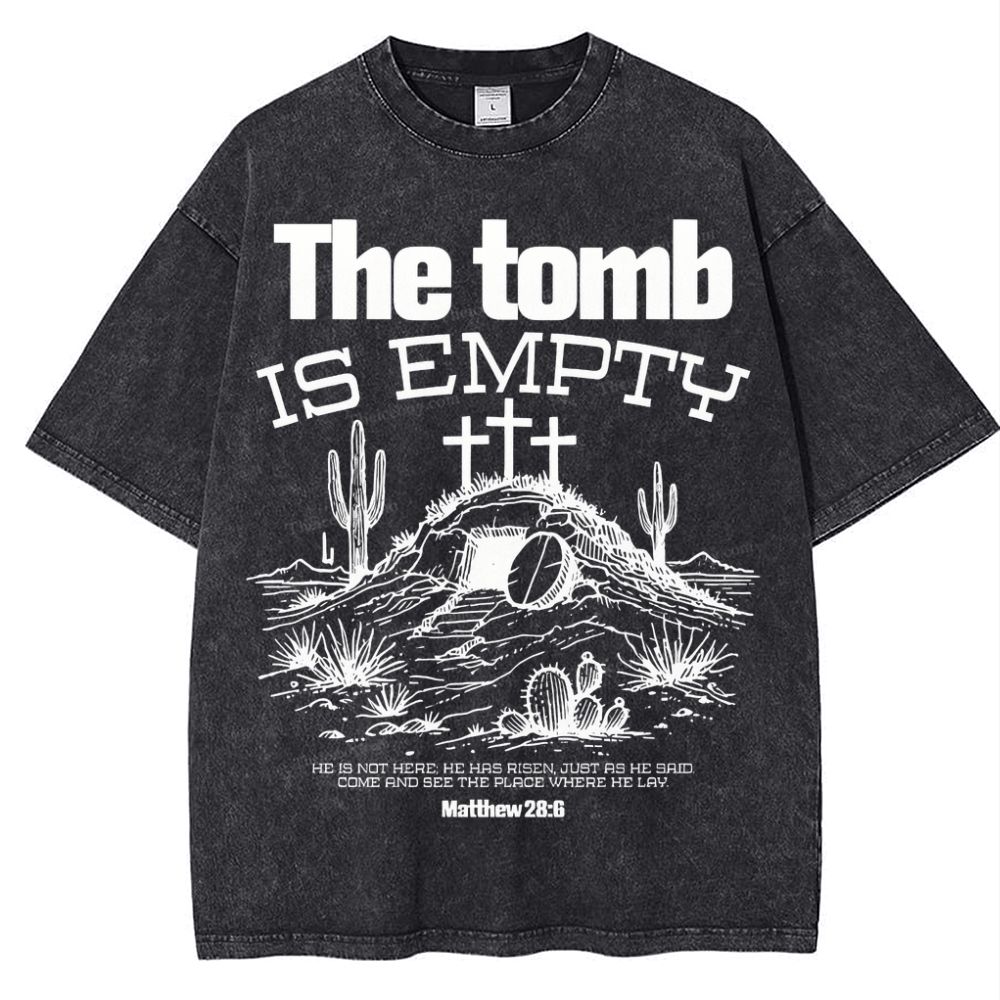 The Tomb Is Empty Christian Snowflake Vintage Washed T-Shirt
