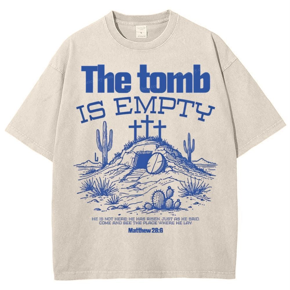The Tomb Is Empty Christian Snowflake Vintage Washed T-Shirt