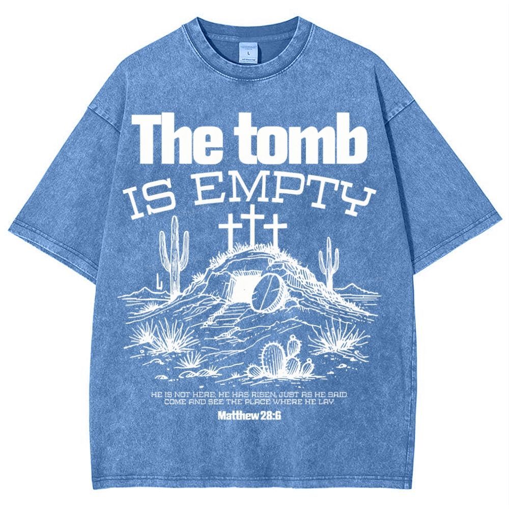 The Tomb Is Empty Christian Snowflake Vintage Washed T-Shirt