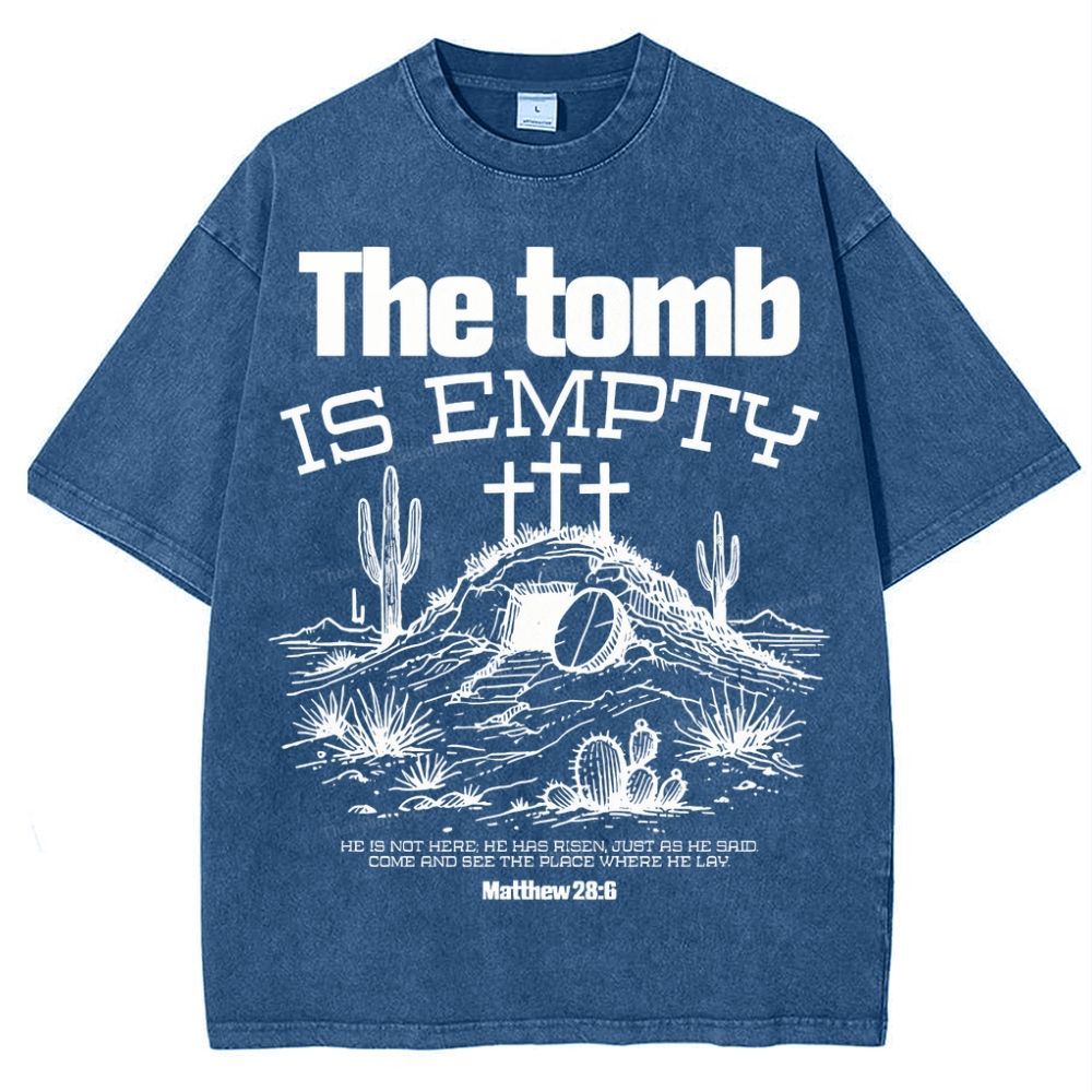 The Tomb Is Empty Christian Snowflake Vintage Washed T-Shirt