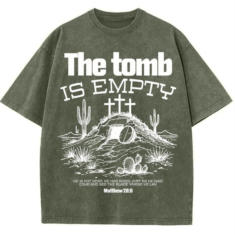 The Tomb Is Empty Christian Snowflake Vintage Washed T-Shirt
