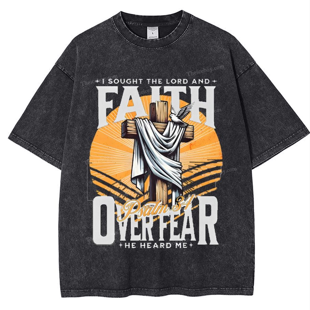 Faith Over Fear Snowflake Vintage Washed T-Shirt