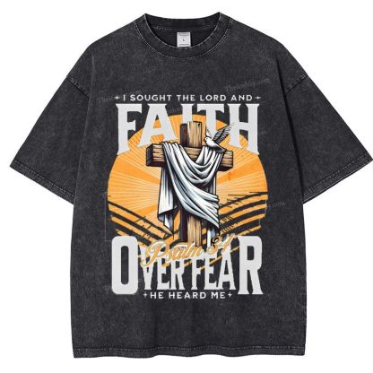 Faith Over Fear Snowflake Vintage Washed T-Shirt