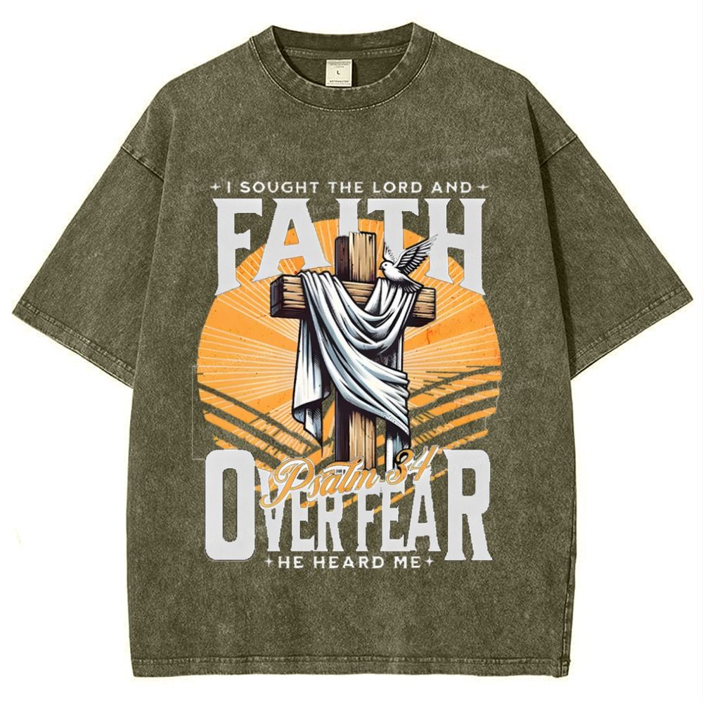 Faith Over Fear Snowflake Vintage Washed T-Shirt