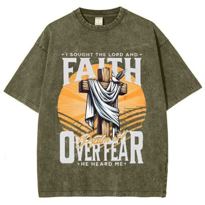 Faith Over Fear Snowflake Vintage Washed T-Shirt