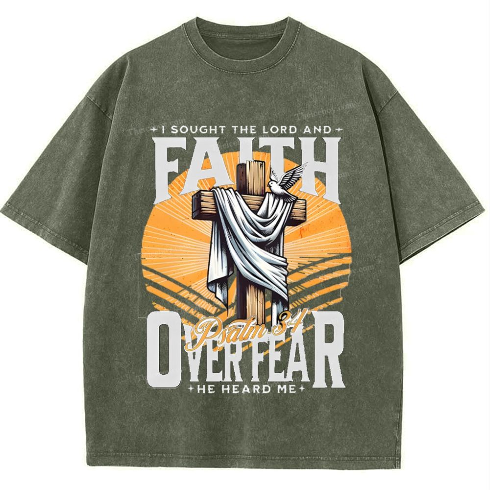 Faith Over Fear Snowflake Vintage Washed T-Shirt