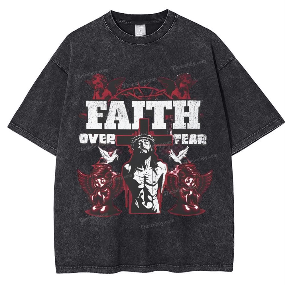 Faith Over Fear Snowflake Vintage Washed T-Shirt