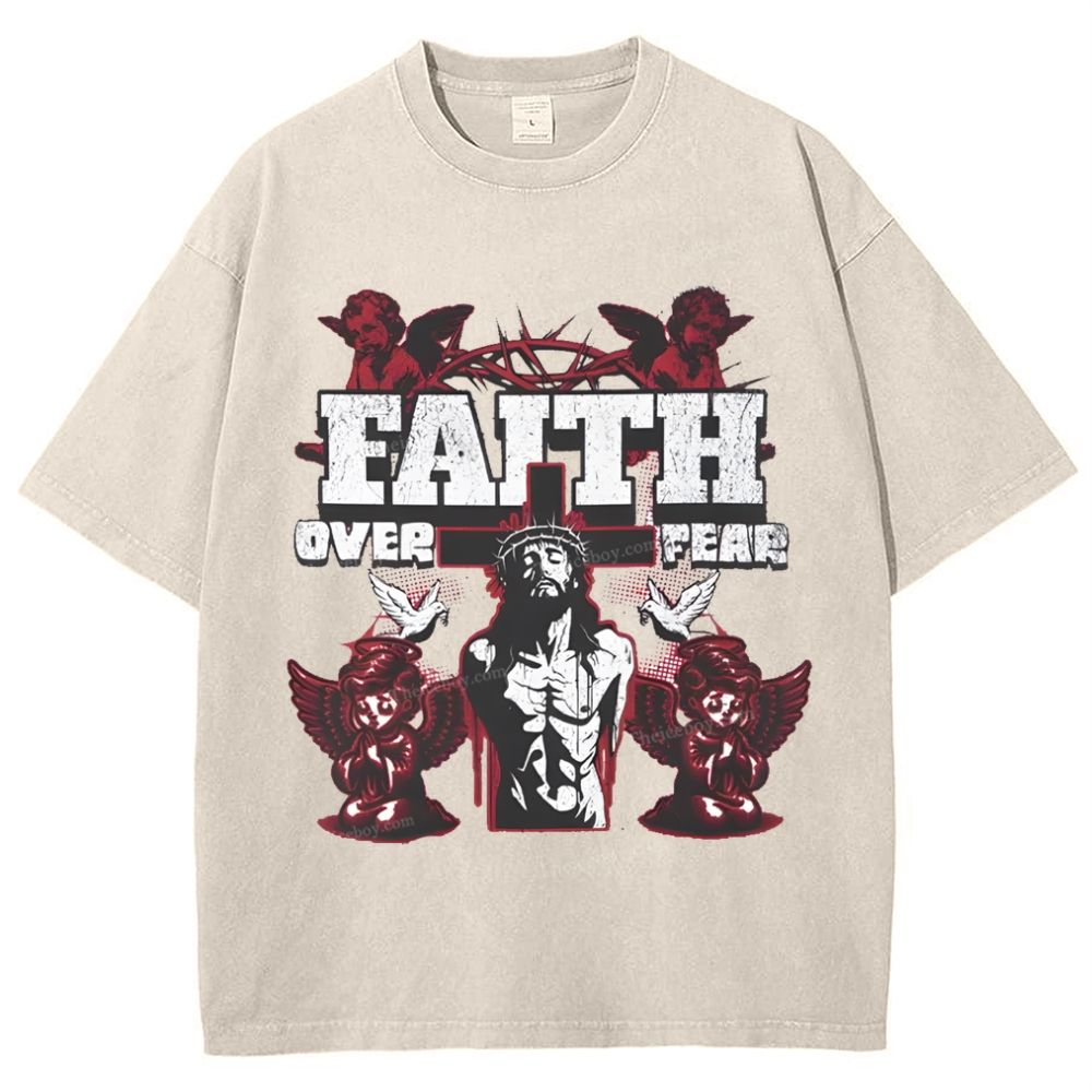Faith Over Fear Snowflake Vintage Washed T-Shirt