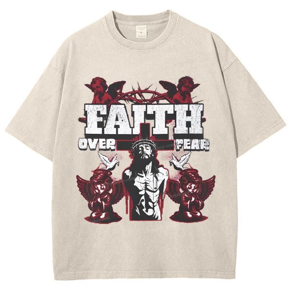Faith Over Fear Snowflake Vintage Washed T-Shirt