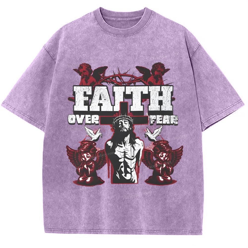 Faith Over Fear Snowflake Vintage Washed T-Shirt