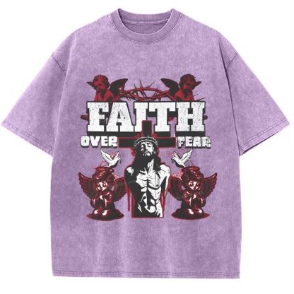 Faith Over Fear Snowflake Vintage Washed T-Shirt