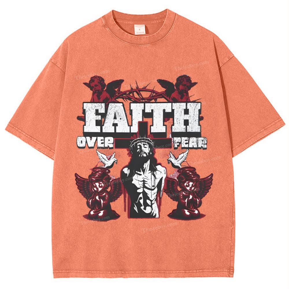 Faith Over Fear Snowflake Vintage Washed T-Shirt