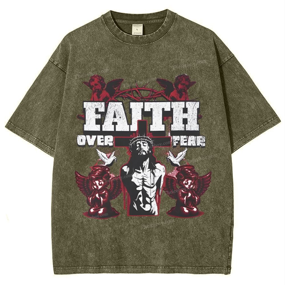 Faith Over Fear Snowflake Vintage Washed T-Shirt