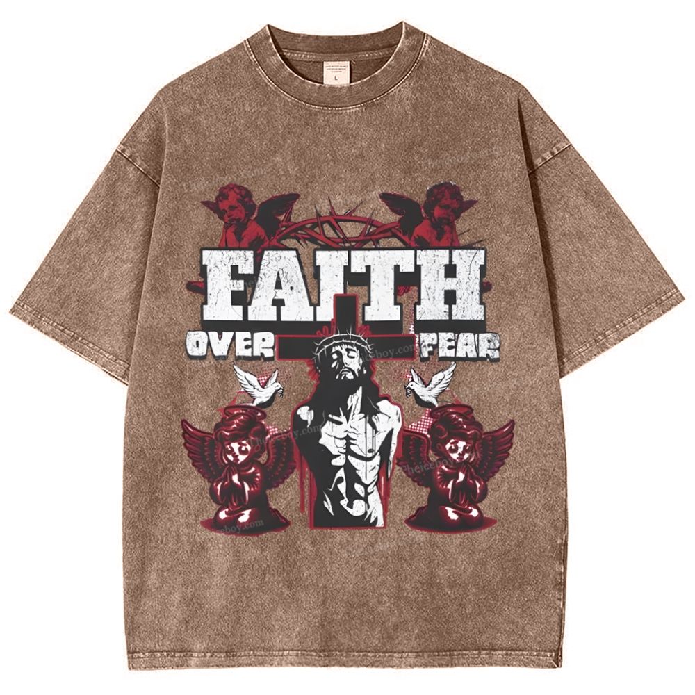 Faith Over Fear Snowflake Vintage Washed T-Shirt