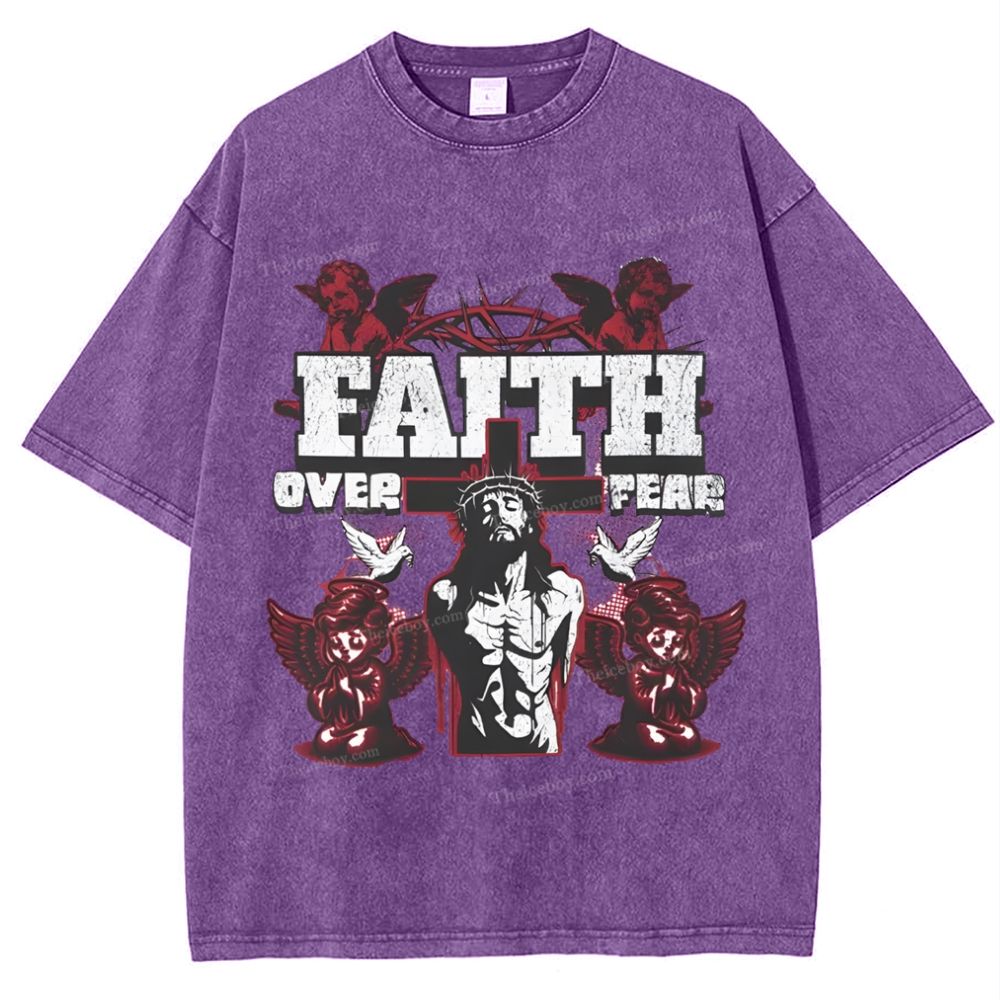 Faith Over Fear Snowflake Vintage Washed T-Shirt