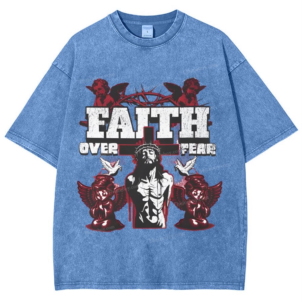 Faith Over Fear Snowflake Vintage Washed T-Shirt