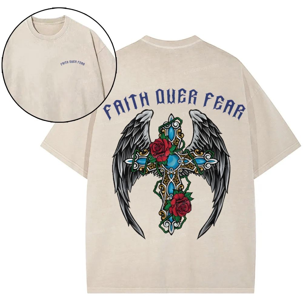 Faith Over Fear Snowflake Vintage Washed T-Shirt