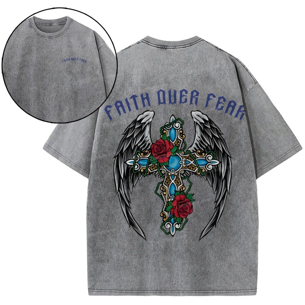 Faith Over Fear Snowflake Vintage Washed T-Shirt