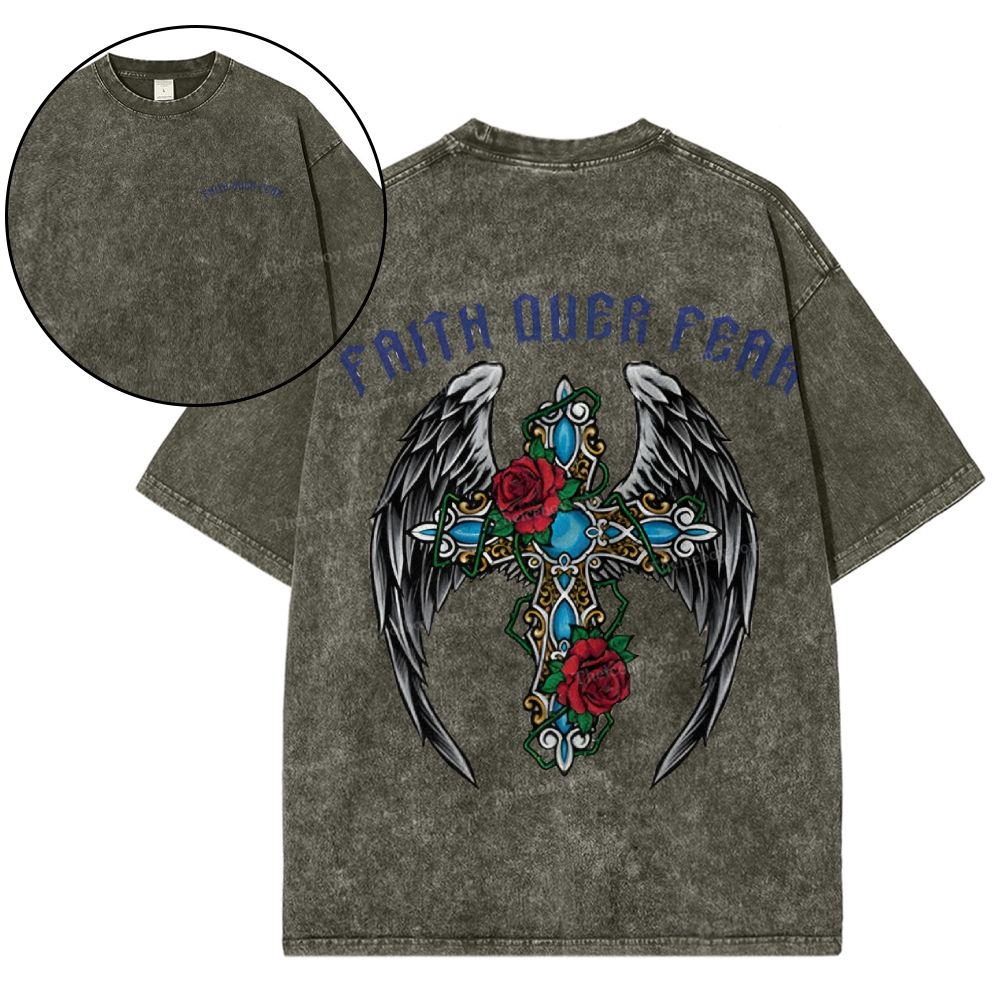 Faith Over Fear Snowflake Vintage Washed T-Shirt