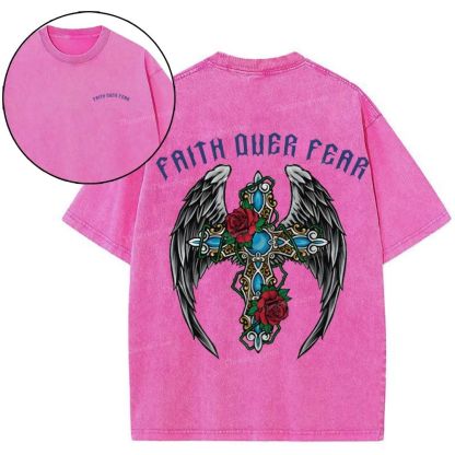 Faith Over Fear Snowflake Vintage Washed T-Shirt