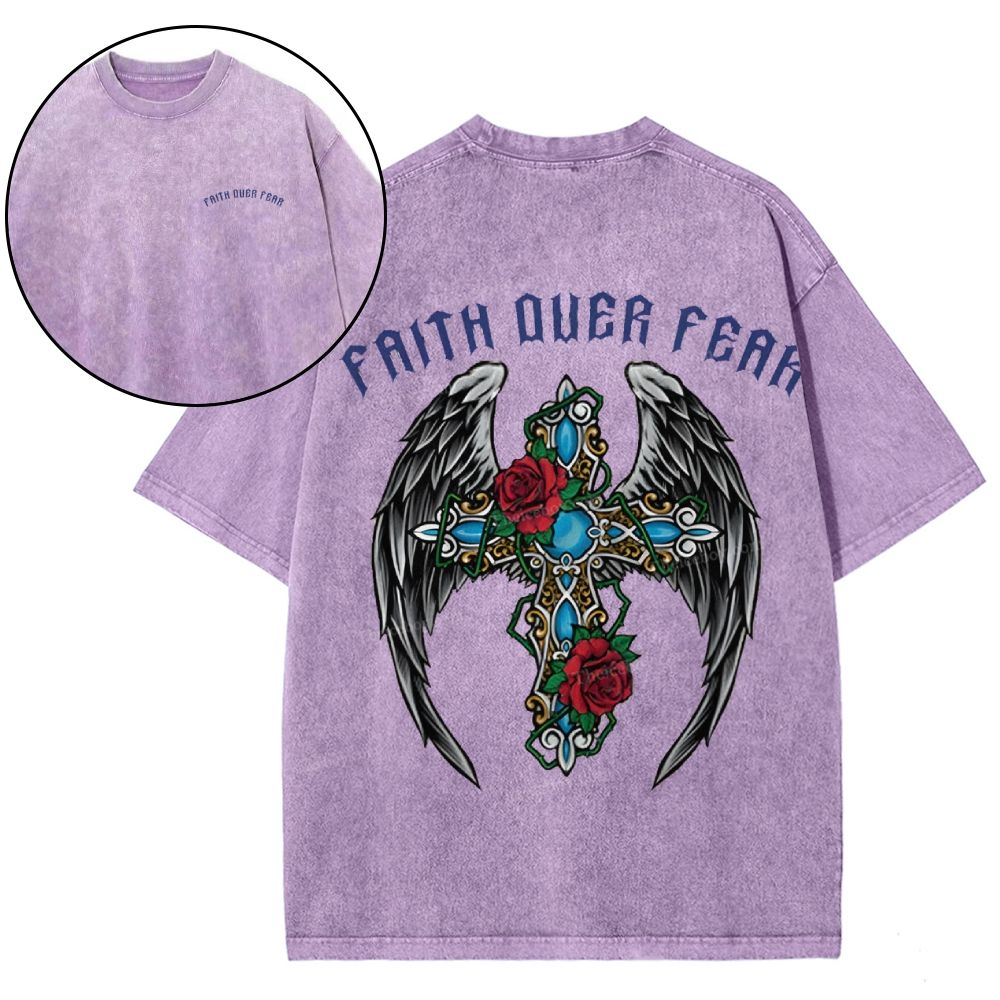 Faith Over Fear Snowflake Vintage Washed T-Shirt