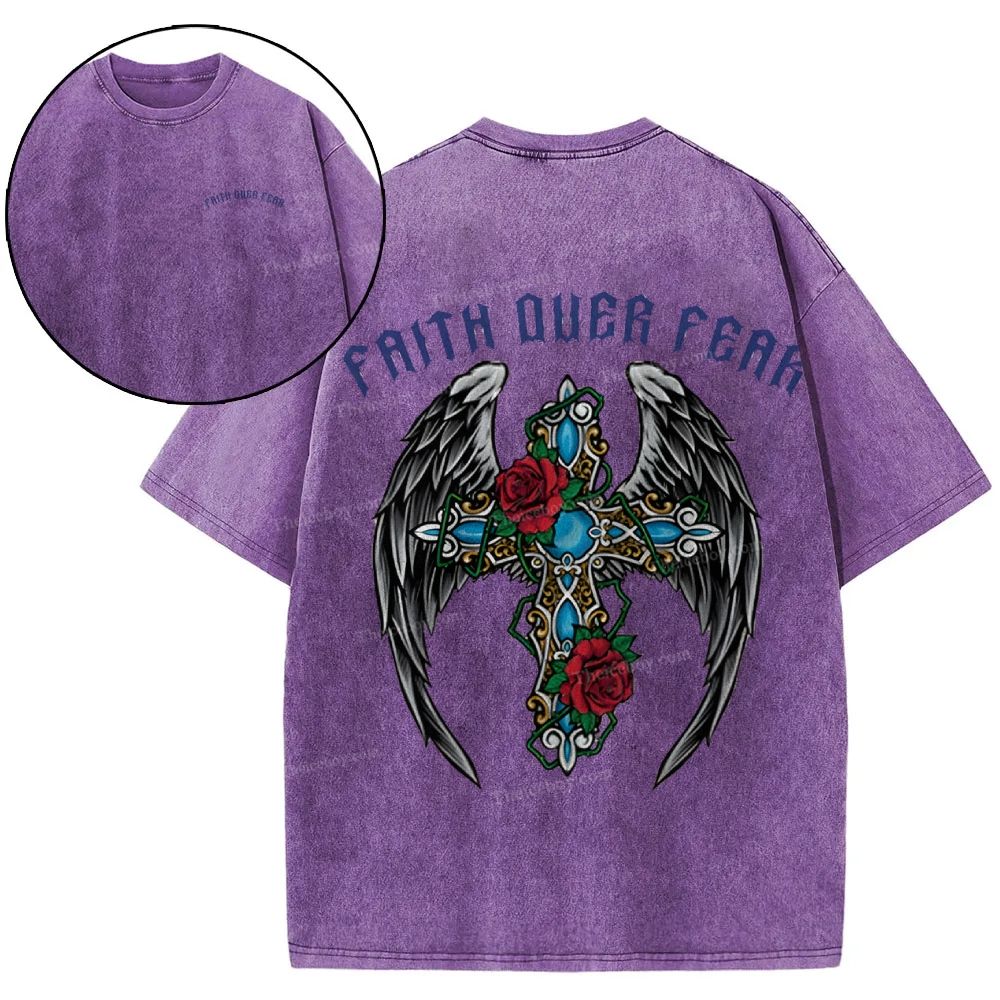 Faith Over Fear Snowflake Vintage Washed T-Shirt