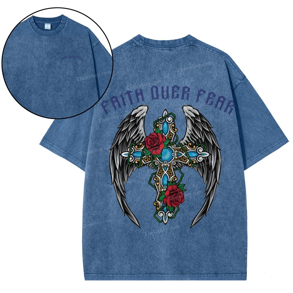 Faith Over Fear Snowflake Vintage Washed T-Shirt