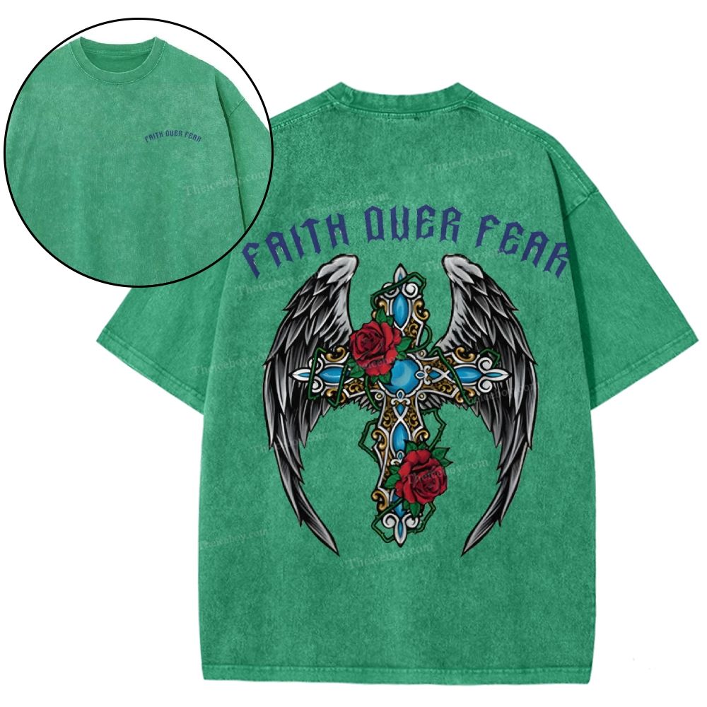 Faith Over Fear Snowflake Vintage Washed T-Shirt