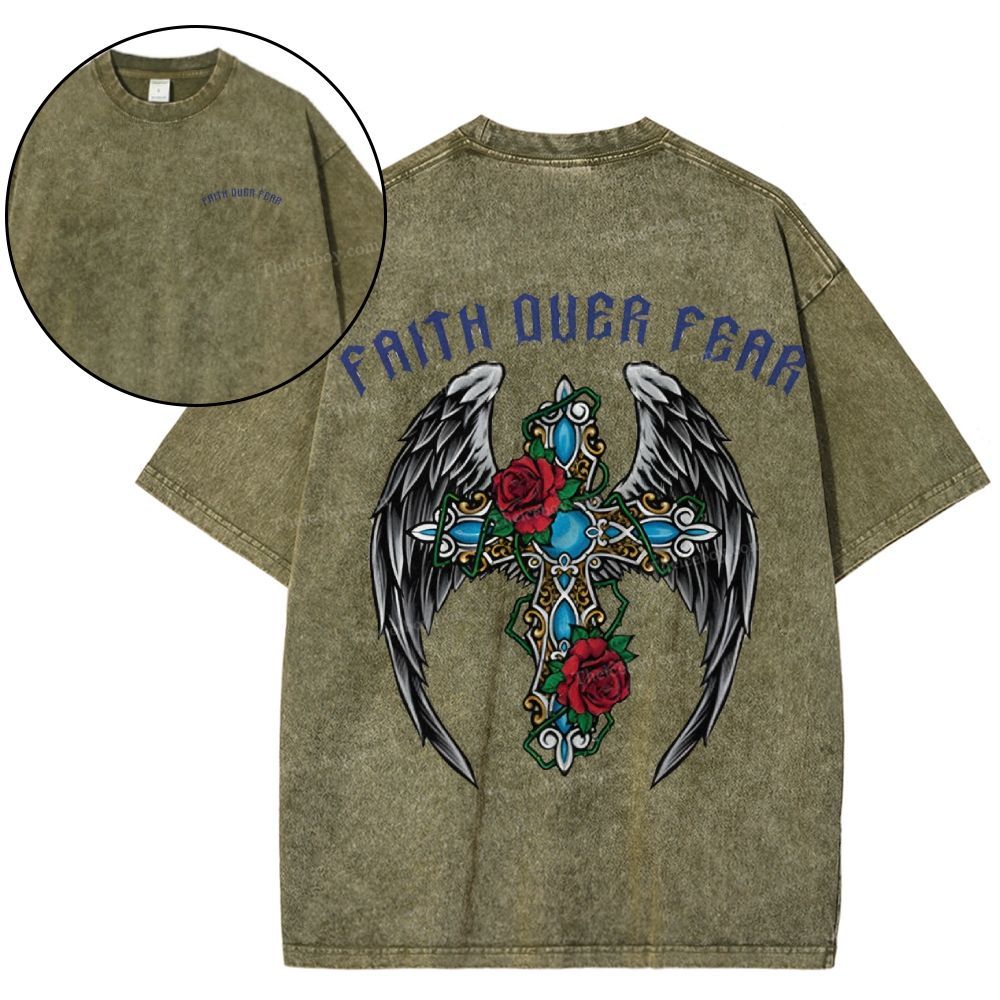 Faith Over Fear Snowflake Vintage Washed T-Shirt