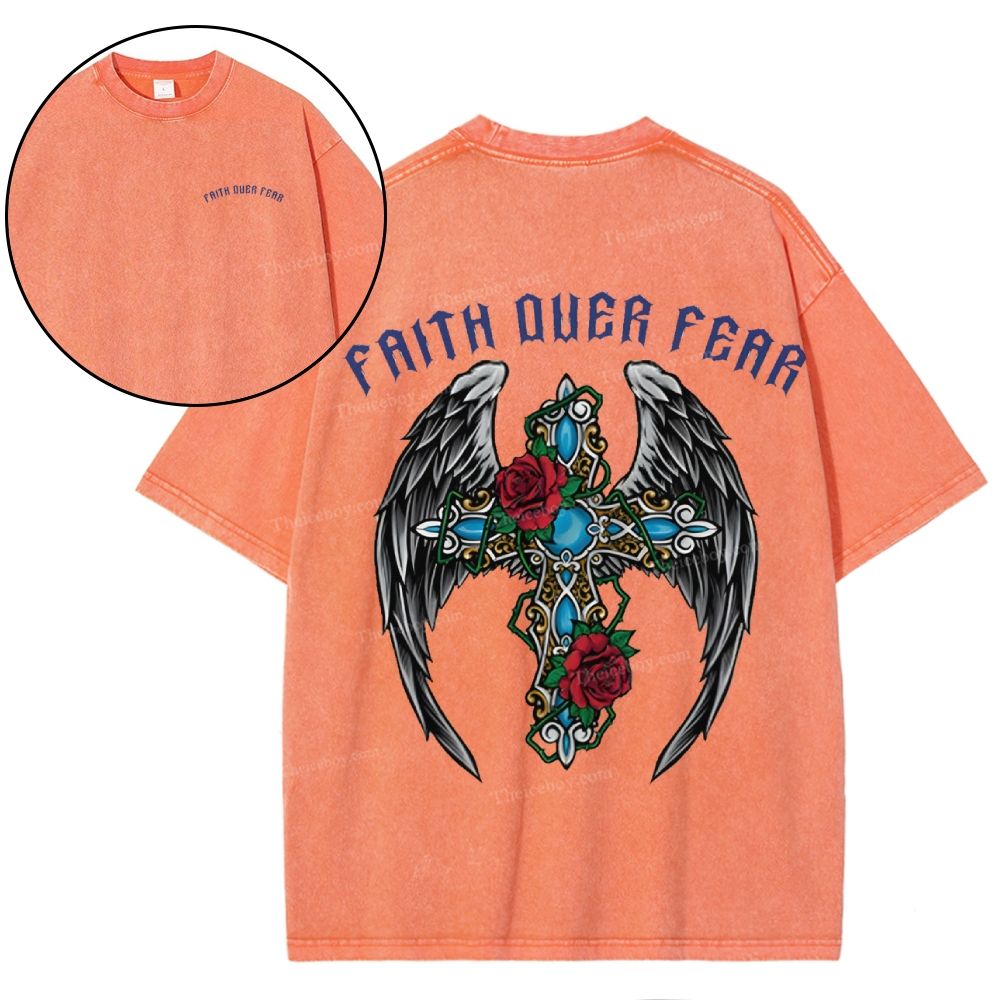 Faith Over Fear Snowflake Vintage Washed T-Shirt
