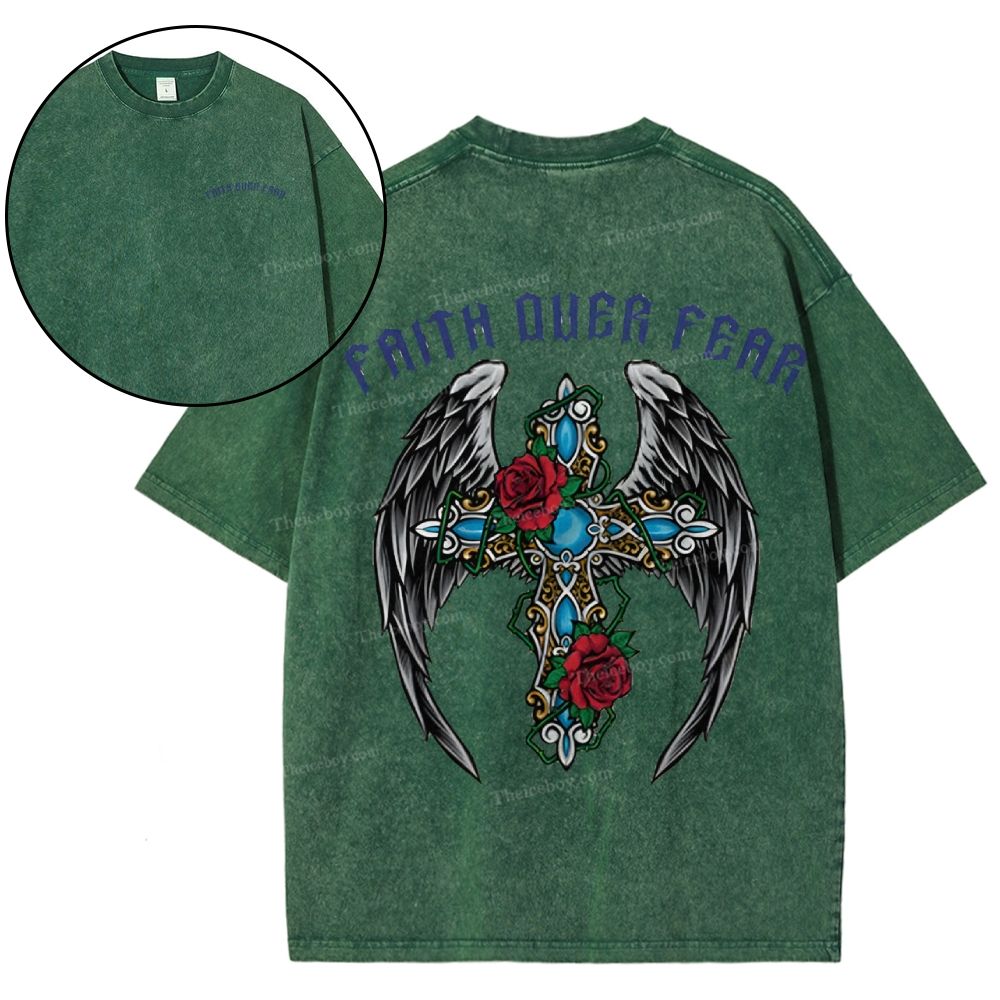 Faith Over Fear Snowflake Vintage Washed T-Shirt