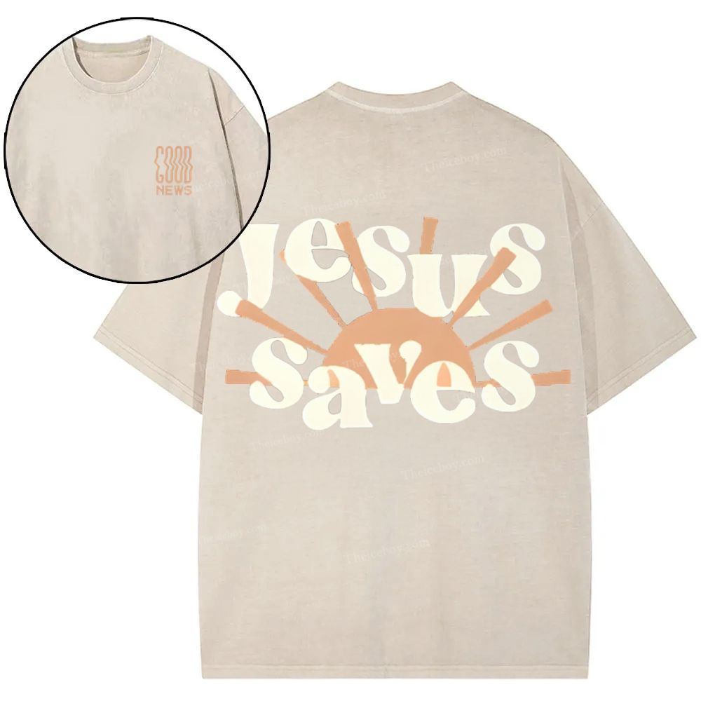 Jesus Saves Snowflake Vintage Washed T-Shirt