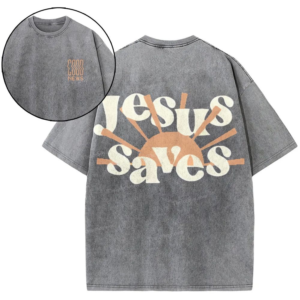 Jesus Saves Snowflake Vintage Washed T-Shirt