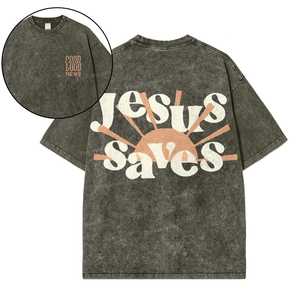 Jesus Saves Snowflake Vintage Washed T-Shirt