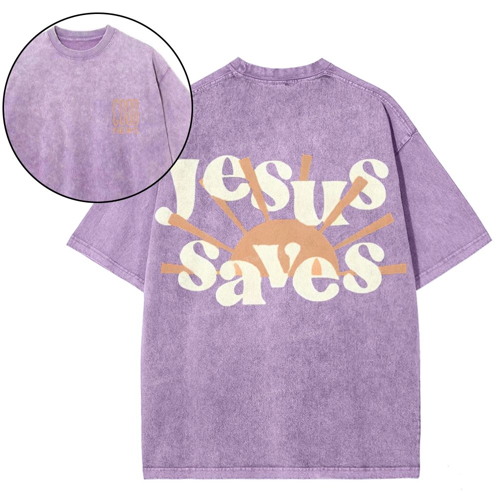 Jesus Saves Snowflake Vintage Washed T-Shirt