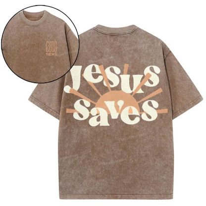 Jesus Saves Snowflake Vintage Washed T-Shirt