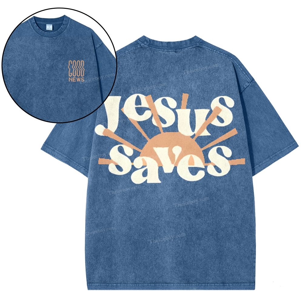 Jesus Saves Snowflake Vintage Washed T-Shirt