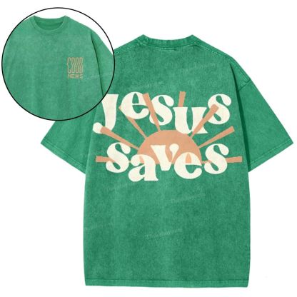 Jesus Saves Snowflake Vintage Washed T-Shirt